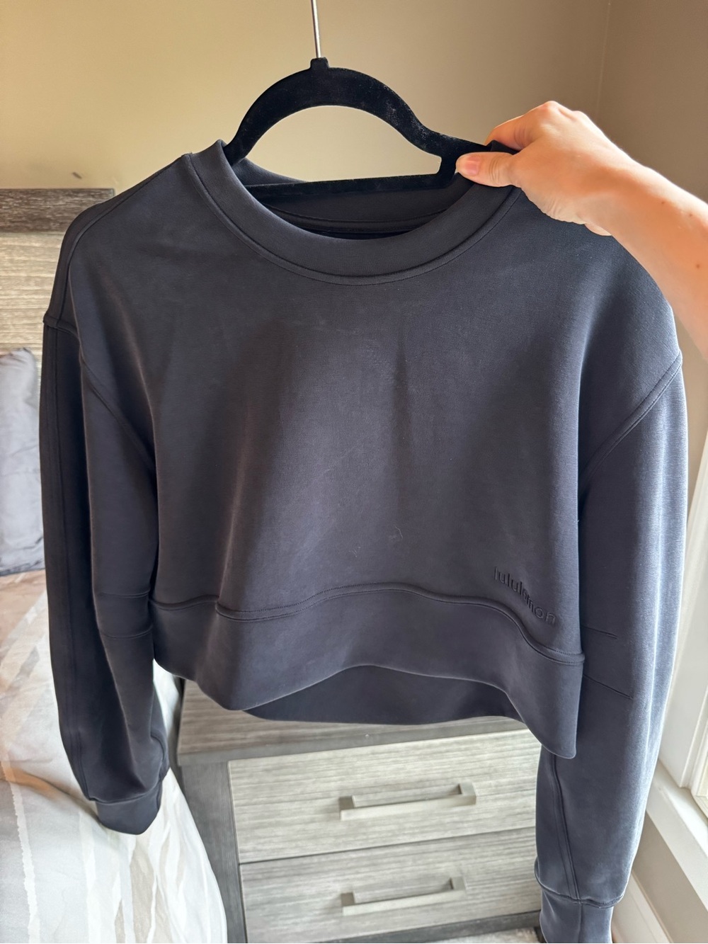 lululemon athletica Black Cropped Crewneck Sweatshirt- buttery fabric